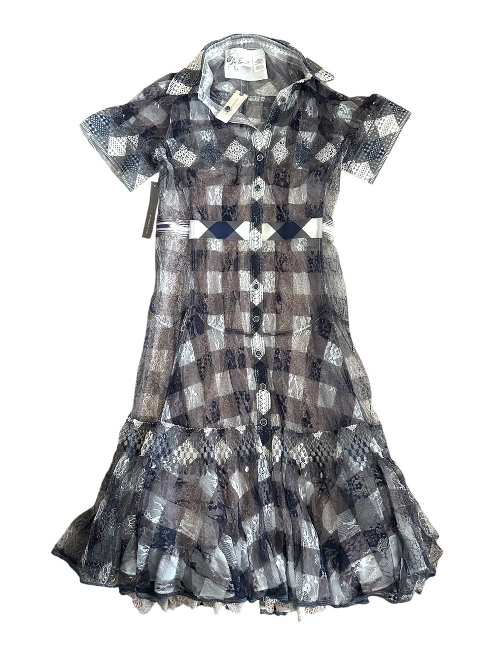 Anthropologie In Earnest By Byron Lars Gingham Lace Midi Dress - Picture 2 of 7